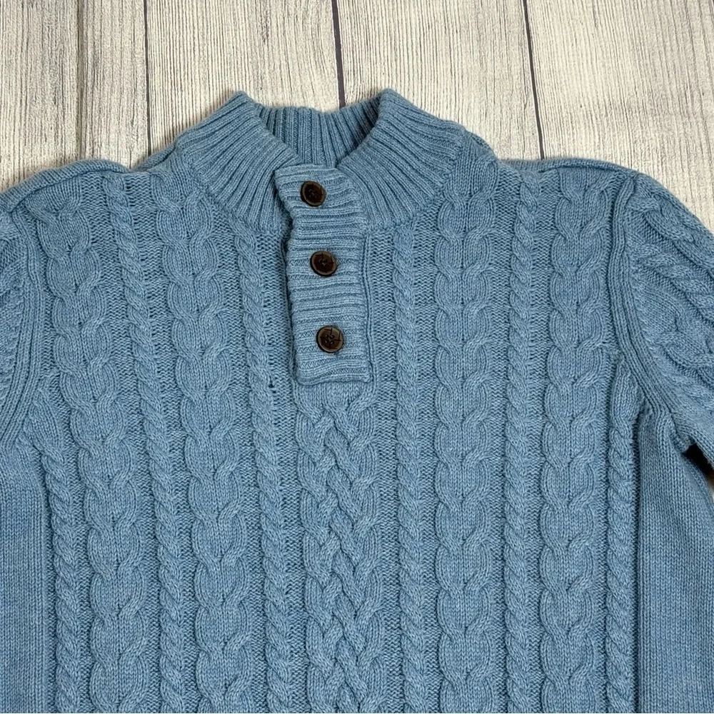 Gymboree Boys Blue Cable Knit Henley Sweater Size 12